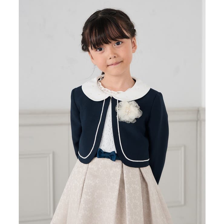 [110-130]【セレモニー/オケージョン/結婚式】衿付きセレモニーボレロ | a.v.v【KIDS】 | 詳細画像2 