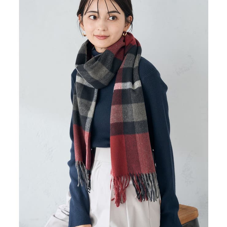 レッド | チェック柄シアバターストール | a.v.v【WOMEN】