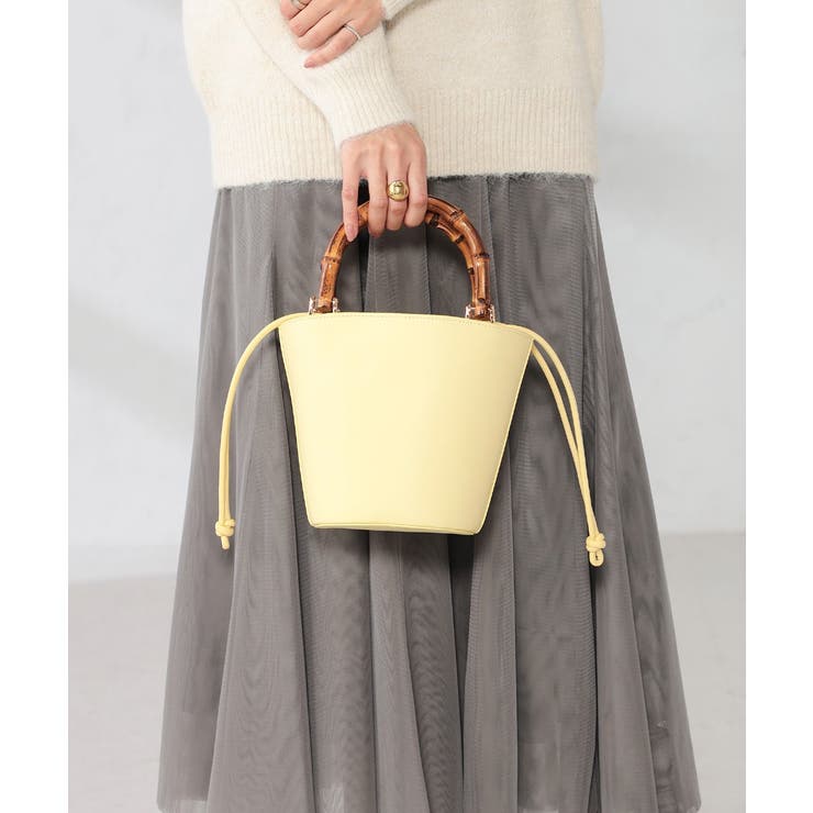 ライトイエロー | バンブーハンドルミニバケツトート | a.v.v【WOMEN】