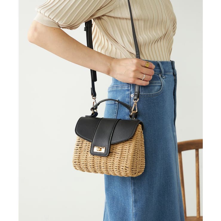 ブラック | かごフラップハンドバッグ | a.v.v【WOMEN】