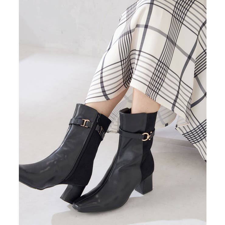 ブラック | スエードコンビブーツ | a.v.v【WOMEN】