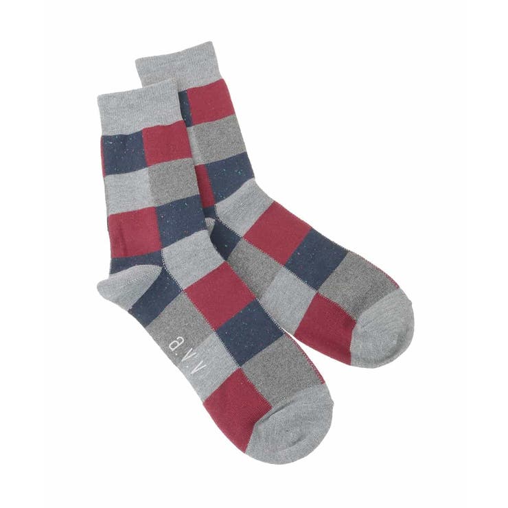 グレー系 | 【ギフトにおすすめ】ランダムチェック柄ソックス | a.v.v【MEN】