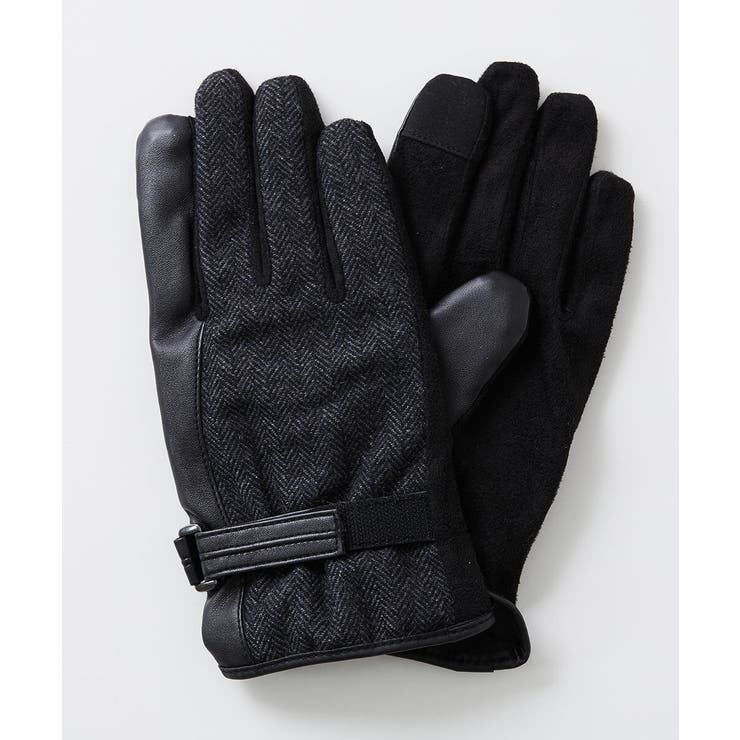 ブラック(94) | へリンボン柄グローブ | MK MICHEL KLEIN homme