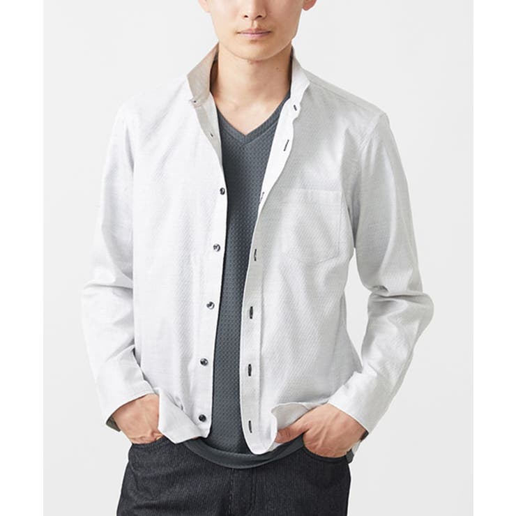 日本製生地使用】長袖シャツ/ダイヤシャンブレー[品番 日本製生地使用】長袖シャツ/ダイヤシャンブレー[品番