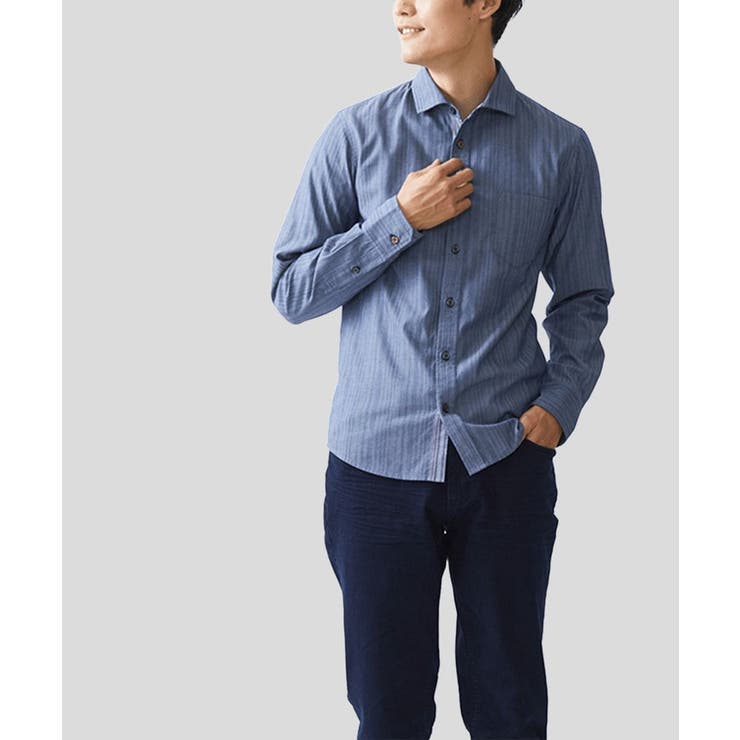 ブルー | 【洗える/日本製生地】ドビーリバーシブルシャツ | MK MICHEL KLEIN homme