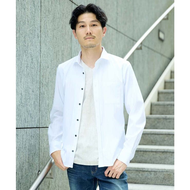 ホワイト | 【ON OFF対応】ホワイトドビーシャツ | MK MICHEL KLEIN homme