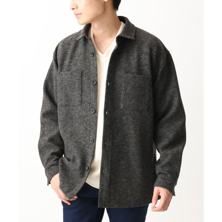 【在庫限り/ゆったりサイズ/洗える】ブラッシュドメルトンCPOシャツ | MK MICHEL KLEIN homme | 詳細画像27 