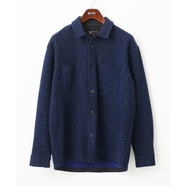 ネイビー | 【在庫限り/ゆったりサイズ/洗える】ブラッシュドメルトンCPOシャツ | MK MICHEL KLEIN homme