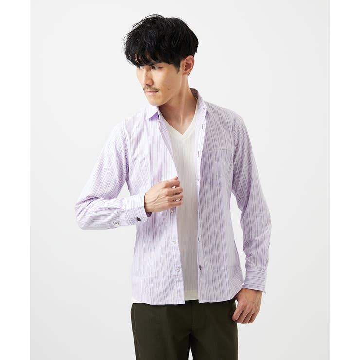 ピンク | 【洗える/日本製生地使用】シャドーバイヤスストライプシャツ | MK MICHEL KLEIN homme