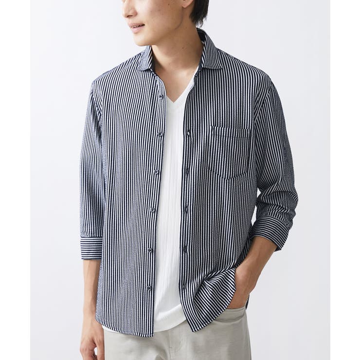 ストライプサッカーシャツ[品番：ITKW0016896]｜MK MICHEL KLEIN