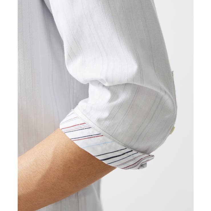 ON/OFF対応】七分袖リバーストライプシャツ[品番：ITKW0016942