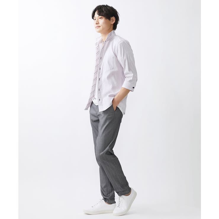 【WEB限定】七分丈リバーストライプシャツ[品番：ITKW0016928]｜MK MICHEL KLEIN  homme（エムケーミッシェルクランオム）のメンズファッション通販｜SHOPLIST（ショップリスト）