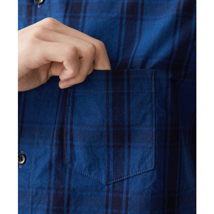 【大きいサイズあり】七分袖シャツ/インディゴタイプライターチェック | MK MICHEL KLEIN homme | 詳細画像10 