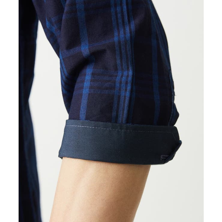 【大きいサイズあり】七分袖シャツ/インディゴタイプライターチェック | MK MICHEL KLEIN homme | 詳細画像19 