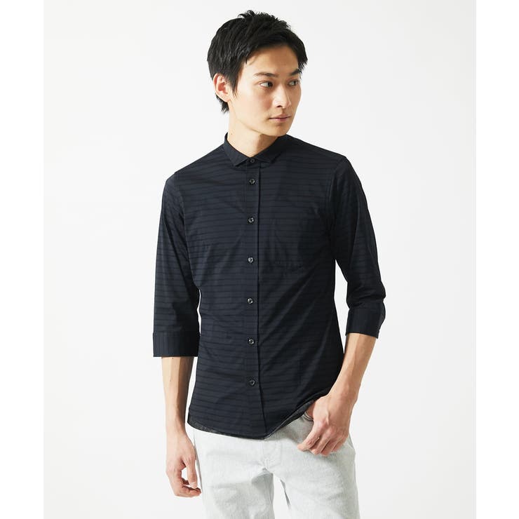 【吸水速乾】シアーボーダー七分袖シャツ | MK MICHEL KLEIN homme | 詳細画像10 