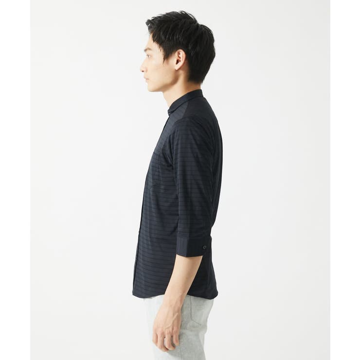 【吸水速乾】シアーボーダー七分袖シャツ | MK MICHEL KLEIN homme | 詳細画像11 