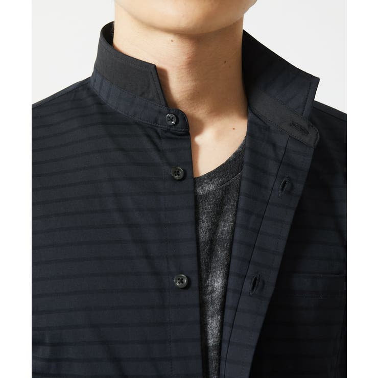 【吸水速乾】シアーボーダー七分袖シャツ | MK MICHEL KLEIN homme | 詳細画像14 