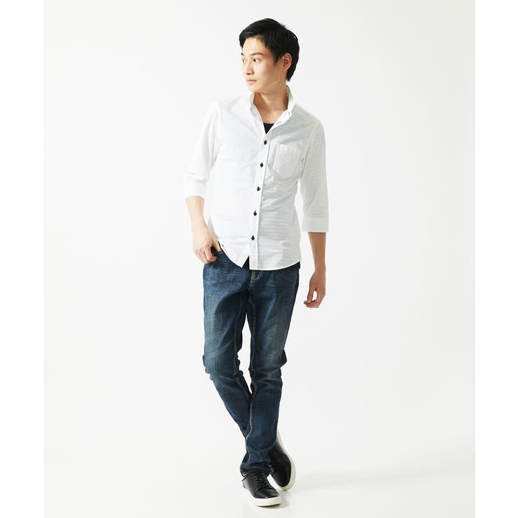 【吸水速乾】シアーボーダー七分袖シャツ | MK MICHEL KLEIN homme | 詳細画像4 