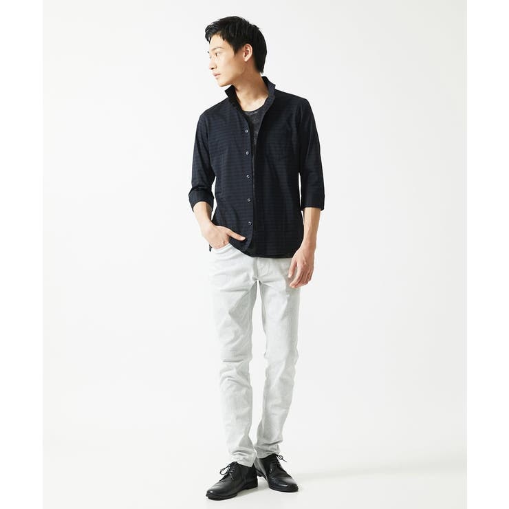 【吸水速乾】シアーボーダー七分袖シャツ | MK MICHEL KLEIN homme | 詳細画像9 