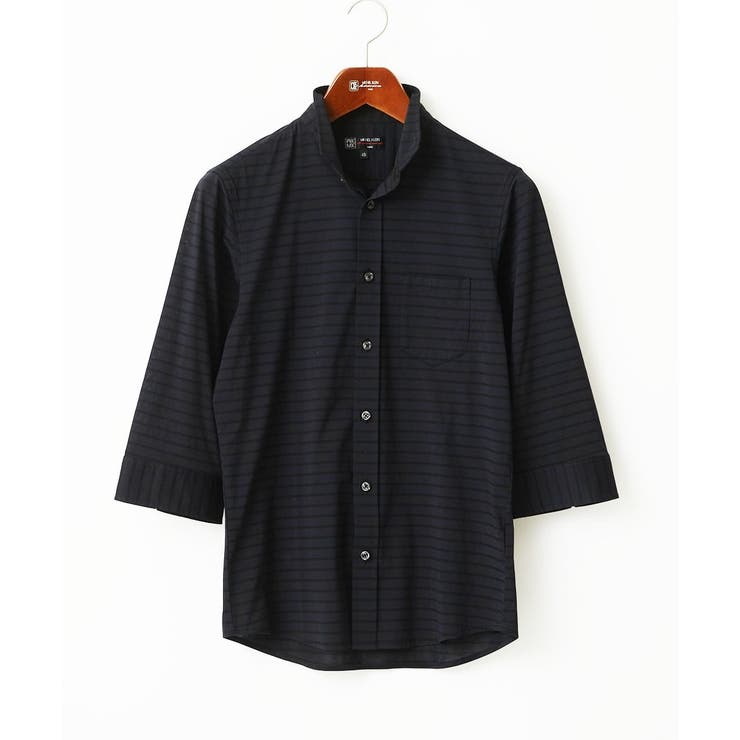 ブラック | 【吸水速乾】シアーボーダー七分袖シャツ | MK MICHEL KLEIN homme