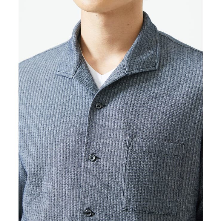 【７分袖/洗える】スタンドカラーシャツ / ストライプサッカー  | MK MICHEL KLEIN homme | 詳細画像12 