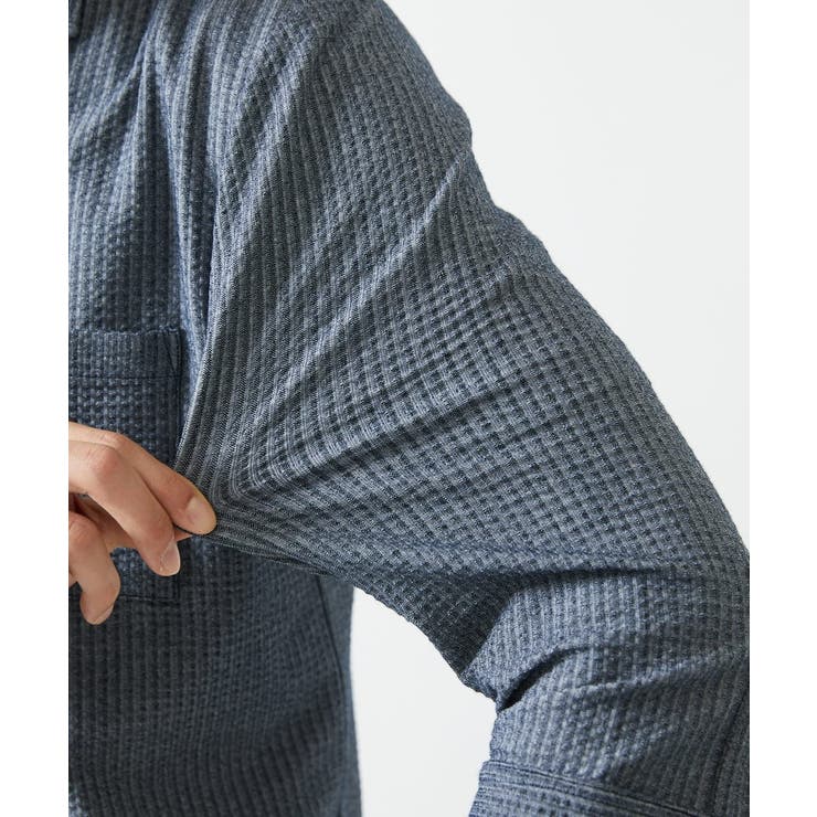 【７分袖/洗える】スタンドカラーシャツ / ストライプサッカー  | MK MICHEL KLEIN homme | 詳細画像15 