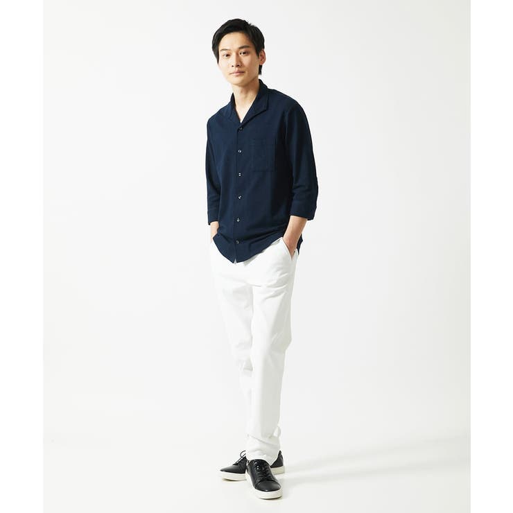 【７分袖/洗える】スタンドカラーシャツ / ストライプサッカー  | MK MICHEL KLEIN homme | 詳細画像21 