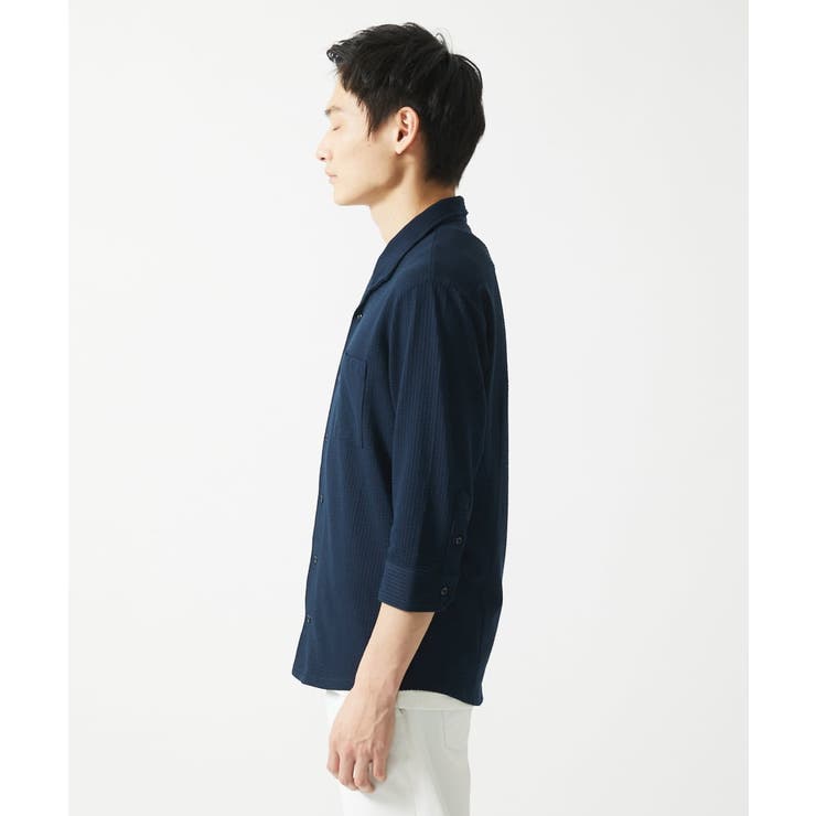 【７分袖/洗える】スタンドカラーシャツ / ストライプサッカー  | MK MICHEL KLEIN homme | 詳細画像23 