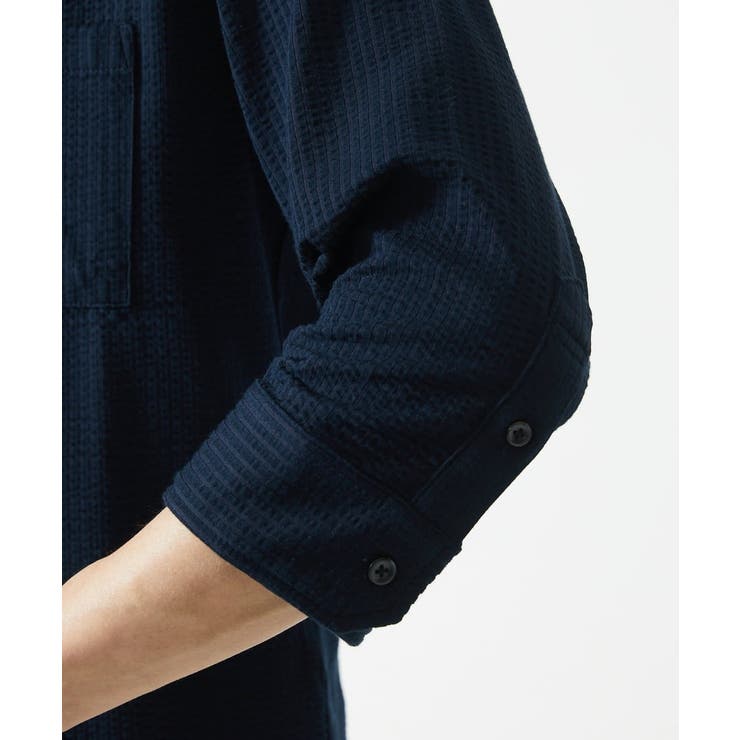 【７分袖/洗える】スタンドカラーシャツ / ストライプサッカー  | MK MICHEL KLEIN homme | 詳細画像27 