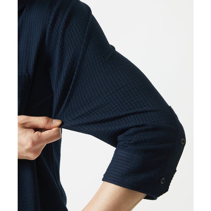 【７分袖/洗える】スタンドカラーシャツ / ストライプサッカー  | MK MICHEL KLEIN homme | 詳細画像28 