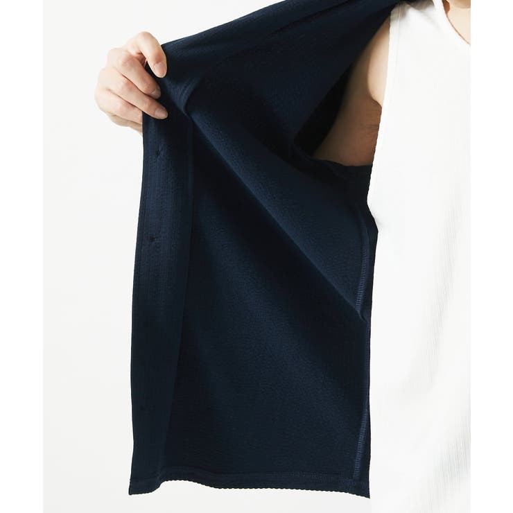 【７分袖/洗える】スタンドカラーシャツ / ストライプサッカー  | MK MICHEL KLEIN homme | 詳細画像32 