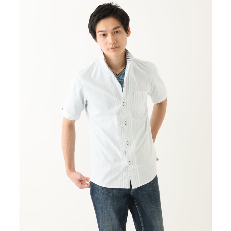 ドビーリバーシブルストライプ半袖シャツ | MK MICHEL KLEIN homme | 詳細画像16 