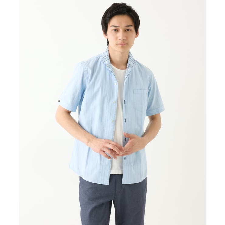 ドビーリバーシブルストライプ半袖シャツ | MK MICHEL KLEIN homme | 詳細画像2 