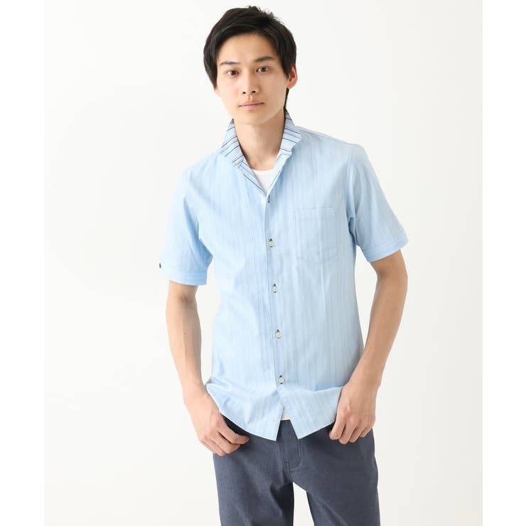 ドビーリバーシブルストライプ半袖シャツ | MK MICHEL KLEIN homme | 詳細画像4 