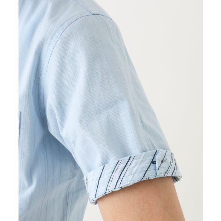 ドビーリバーシブルストライプ半袖シャツ | MK MICHEL KLEIN homme | 詳細画像7 