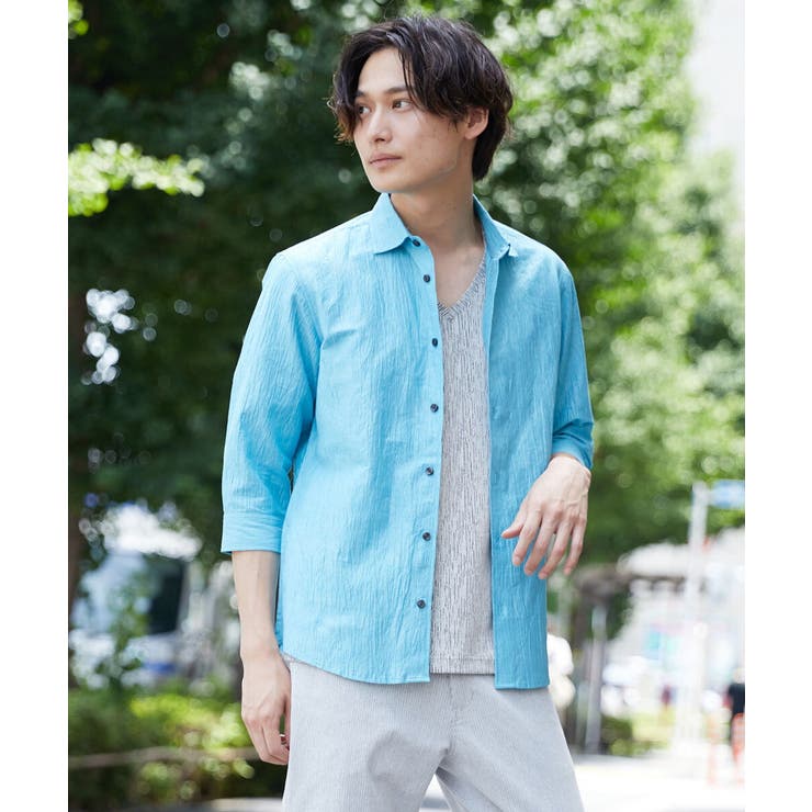 ライトブルー(51) | リネンスタンドシャツ | MK MICHEL KLEIN homme