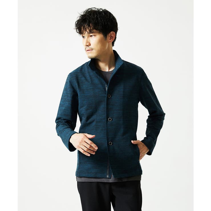 ネイビー | 【洗える / リバーシブルカラー配色】スタンドカラーカーディガン | MK MICHEL KLEIN homme