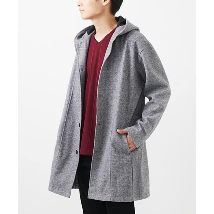 グレー | フードコーディガン ブラッシュドメルトンジャージ | MK MICHEL KLEIN homme