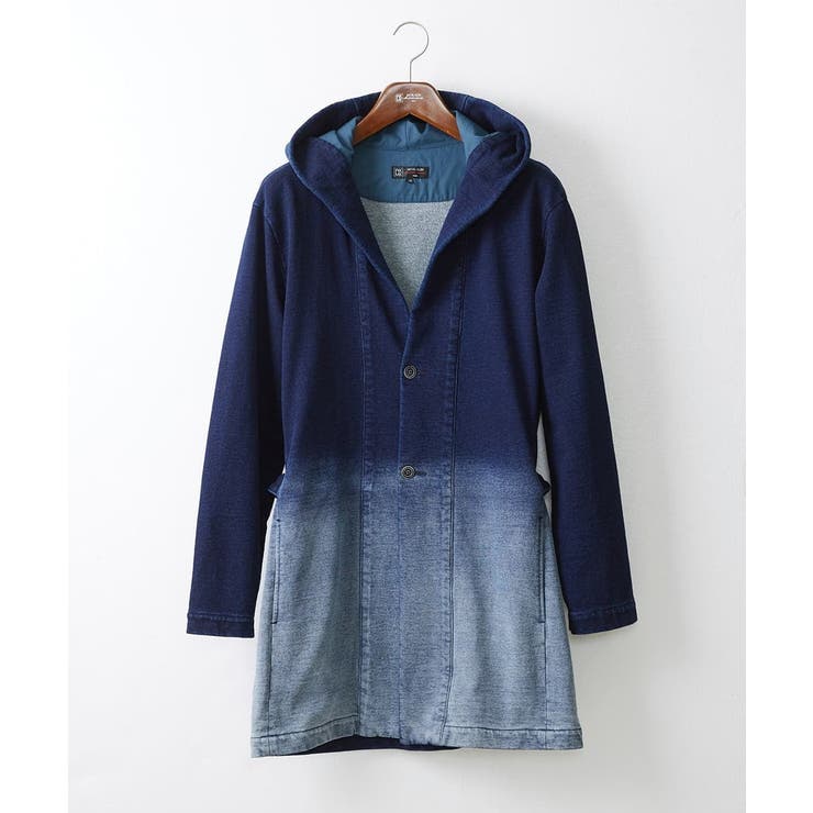 ネイビー | グラデーションデニムジャージ ロングパーカー | MK MICHEL KLEIN homme