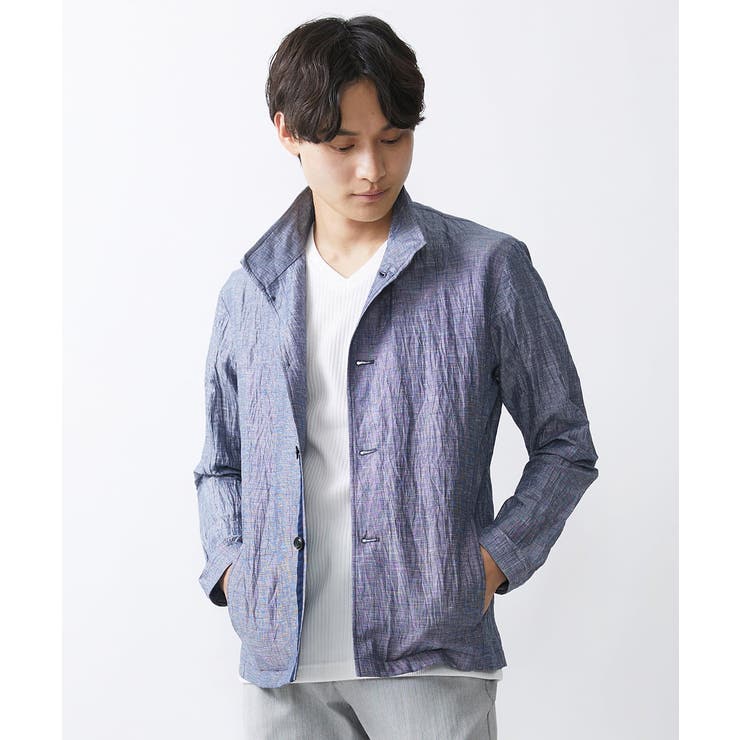 リネンワッシャースタンドカラージャケット | MK MICHEL KLEIN homme | 詳細画像3 