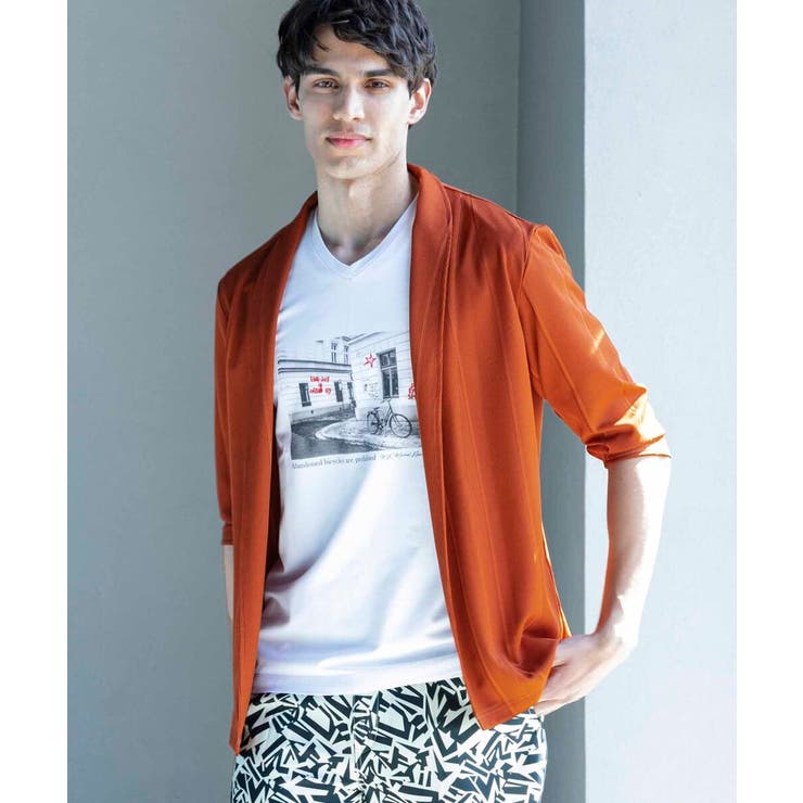 オレンジ | ショールカラーカーディガン | MK MICHEL KLEIN homme