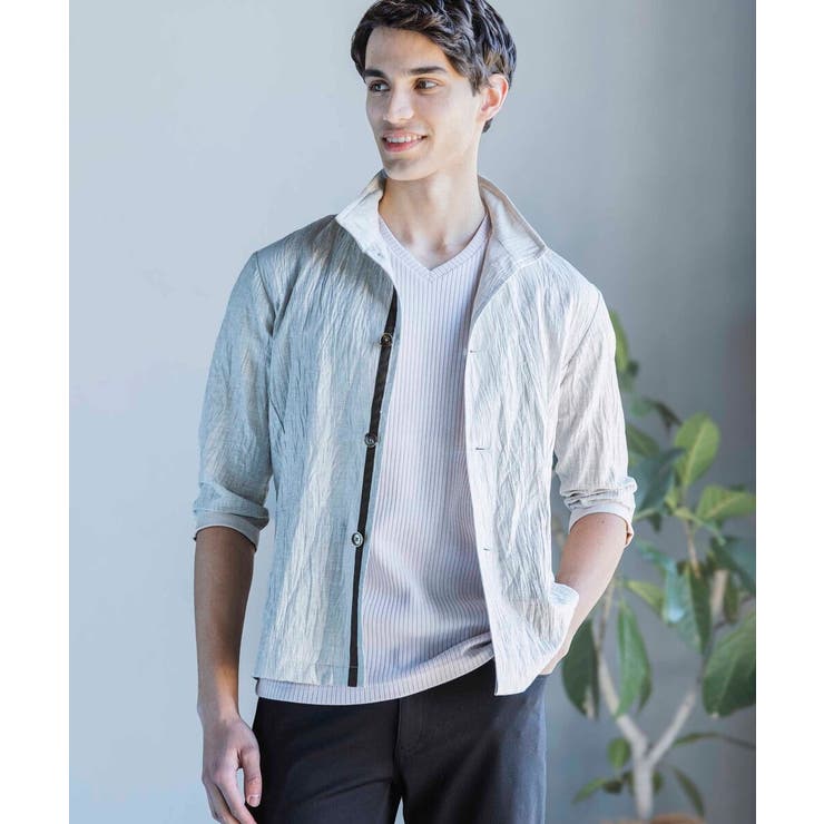 アイボリー | 【大きいサイズあり】スタンドカラーシャツ/リネンワッシャー | MK MICHEL KLEIN homme