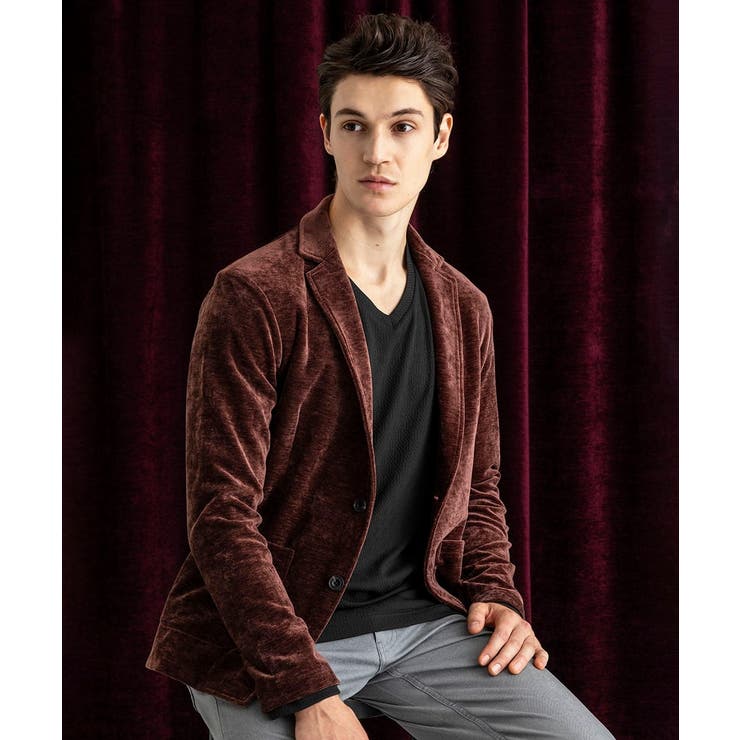 【ふわふわ質感/ストレッチ／洗える】ベロアタッチ／LUXモールジャケット | MK MICHEL KLEIN homme | 詳細画像3 