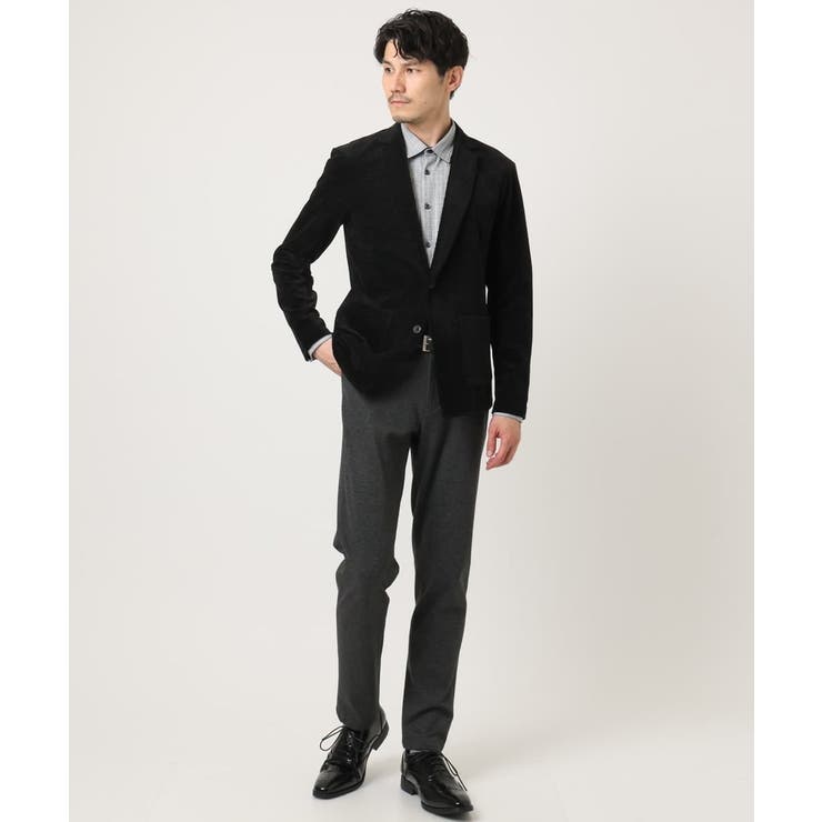 ブラック | 【ふわふわ質感/ストレッチ／洗える】ベロアタッチ／LUXモールジャケット | MK MICHEL KLEIN homme