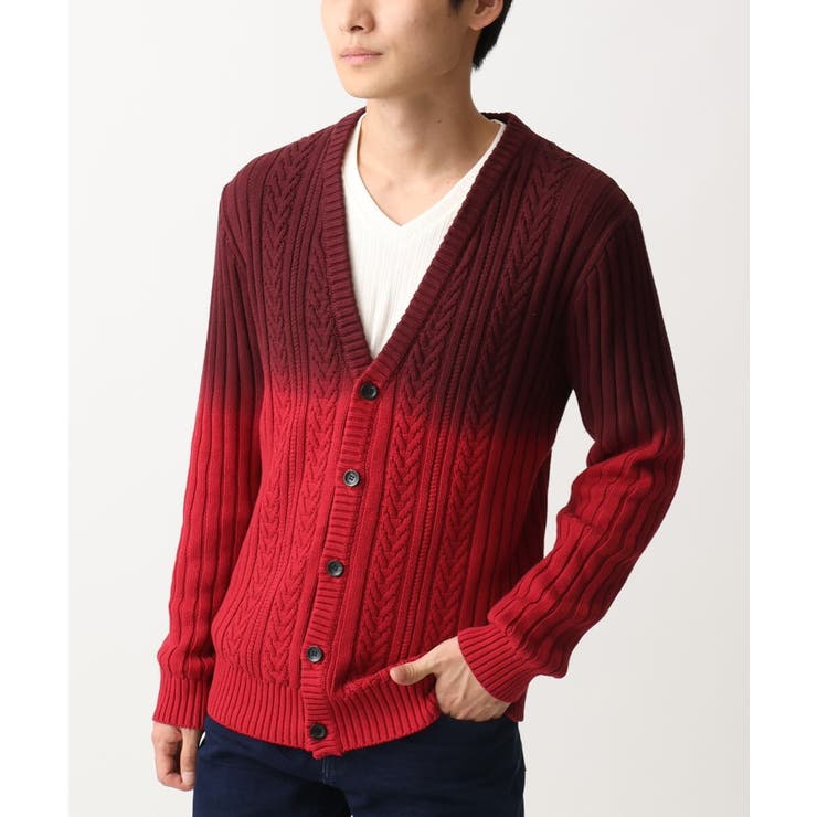パープル | ニットカーディガン/グラデーションケーブル | MK MICHEL KLEIN homme