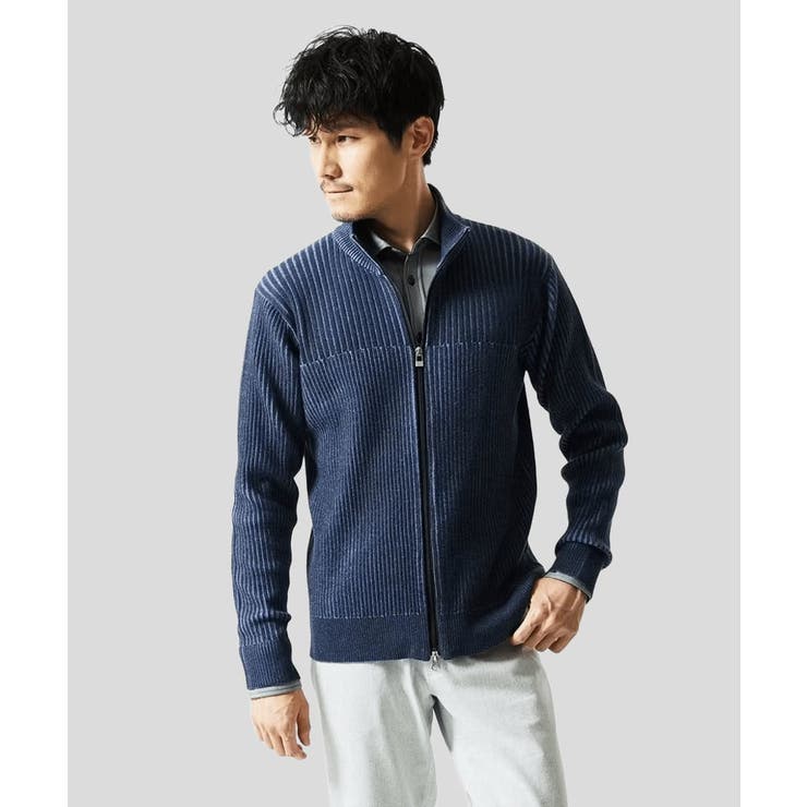 ブルー | 【洗濯機で洗える/毛玉になりにくい】ドライバーズニットカーディガン | MK MICHEL KLEIN homme