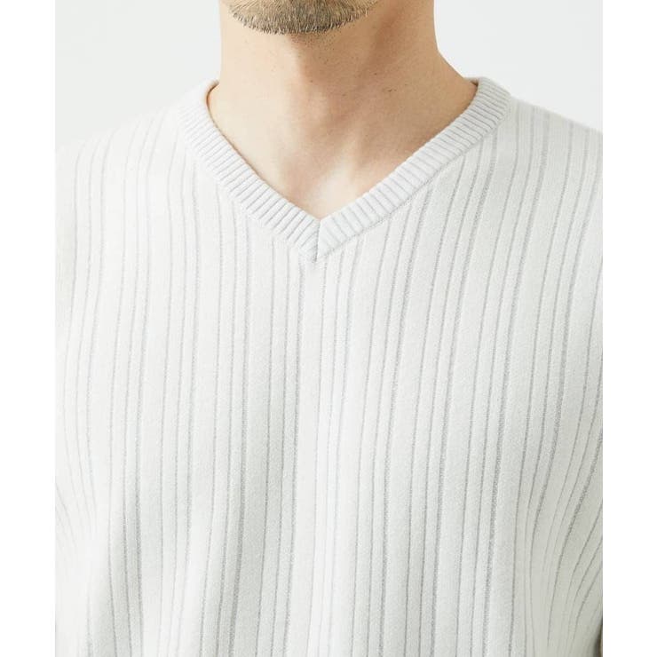 【Vネック/洗濯機で洗える】ランダムタック ストライプニット | MK MICHEL KLEIN homme | 詳細画像11 
