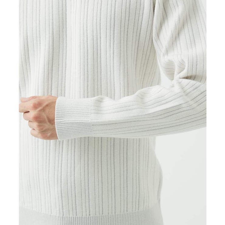 【Vネック/洗濯機で洗える】ランダムタック ストライプニット | MK MICHEL KLEIN homme | 詳細画像12 