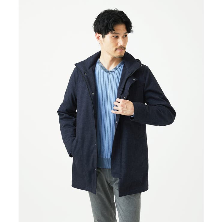 【Vネック/洗濯機で洗える】ランダムタック ストライプニット | MK MICHEL KLEIN homme | 詳細画像4 