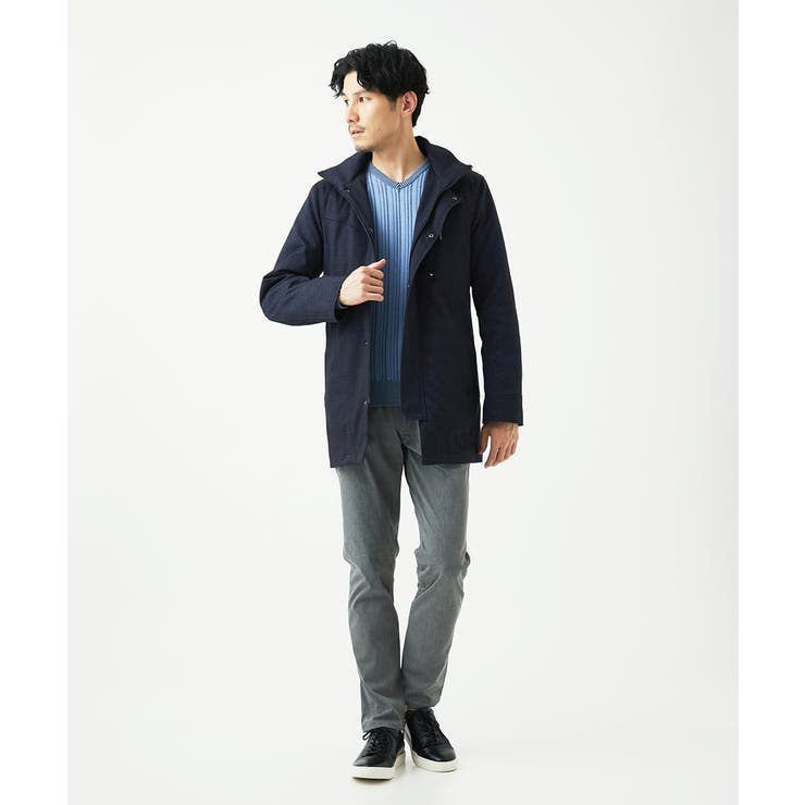 【Vネック/洗濯機で洗える】ランダムタック ストライプニット | MK MICHEL KLEIN homme | 詳細画像5 